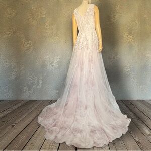 Sleeveless White Lace Tulle Wedding Gown Formal Dress New Size S Train Fairy